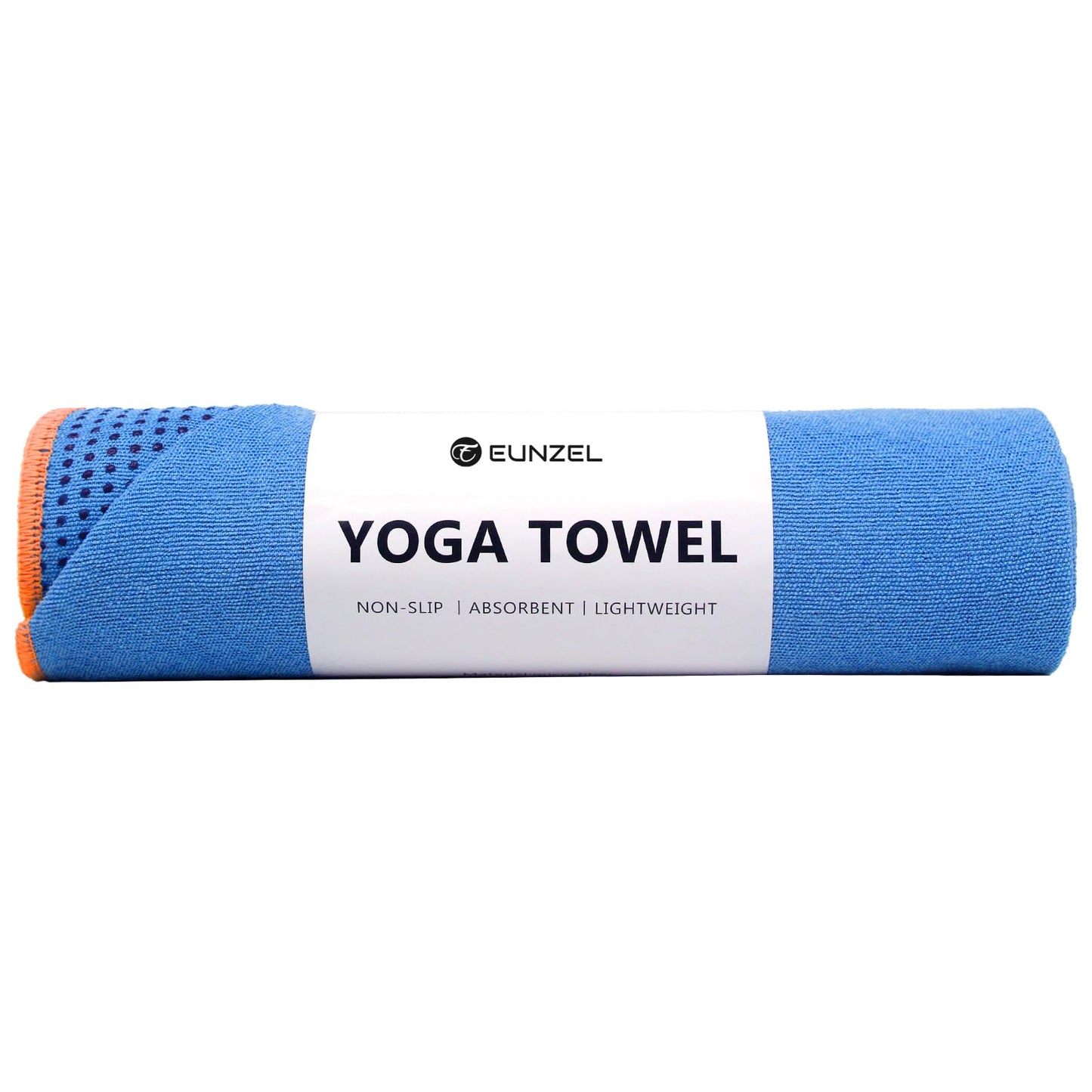 Eunzel Hot Yoga Towel - Microfiber Non Slip Yoga Mat Towel with Grip Dot Sweat Absorbent Towel for Hot Yoga, Pilates and Fitness 72" x 24", Blue/Orange