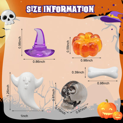 LYFJXX Halloween Vase Filler, Mini Acrylic Pumpkin Ghost Skull Skeleton Witch Hats for Halloween Party Centerpieces Table Scatters 1pound