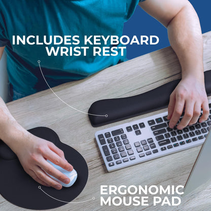 Everlasting Comfort Ergonomic Mouse Pad and Keyboard Wrist Rest for Computer Keyboard – Memory Foam Mouse Pad Set with Wrist Support for Comfort, Extended Typing Sessions
