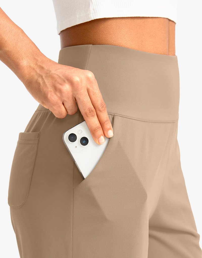 G Gradual Women's Bermuda Long Shorts with Pockets 9" High Waisted Knee Length Shorts for Women Walking Athletic Workout(Khaki,3XL)