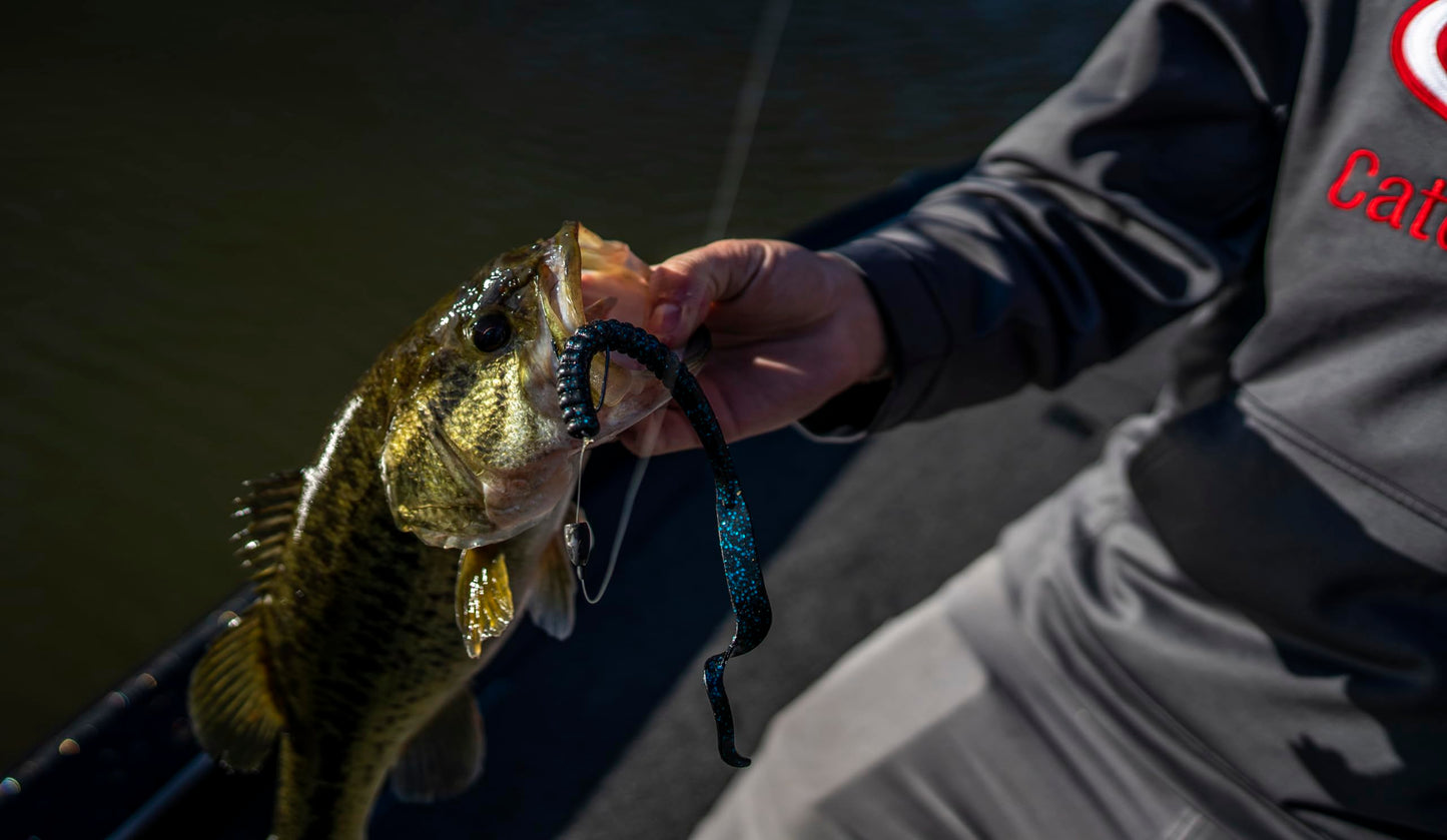 Berkley PowerBait® Power Worm Fishing Bait, Black, 7in | 18cm, Irresistible Flavor, Classic Curly Tail Worm Profile, Ideal for Spring, Summer and Fall Fishing