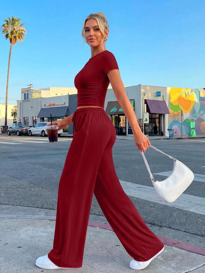 Trendy Queen Womens Petite 2 Two Piece Set 2026 Summer Workout Beach Vacation Cruise Gym Clothes Spring Fashion Lounge Matching School Comfy Airport Travel Outfit Athleisure Clothing