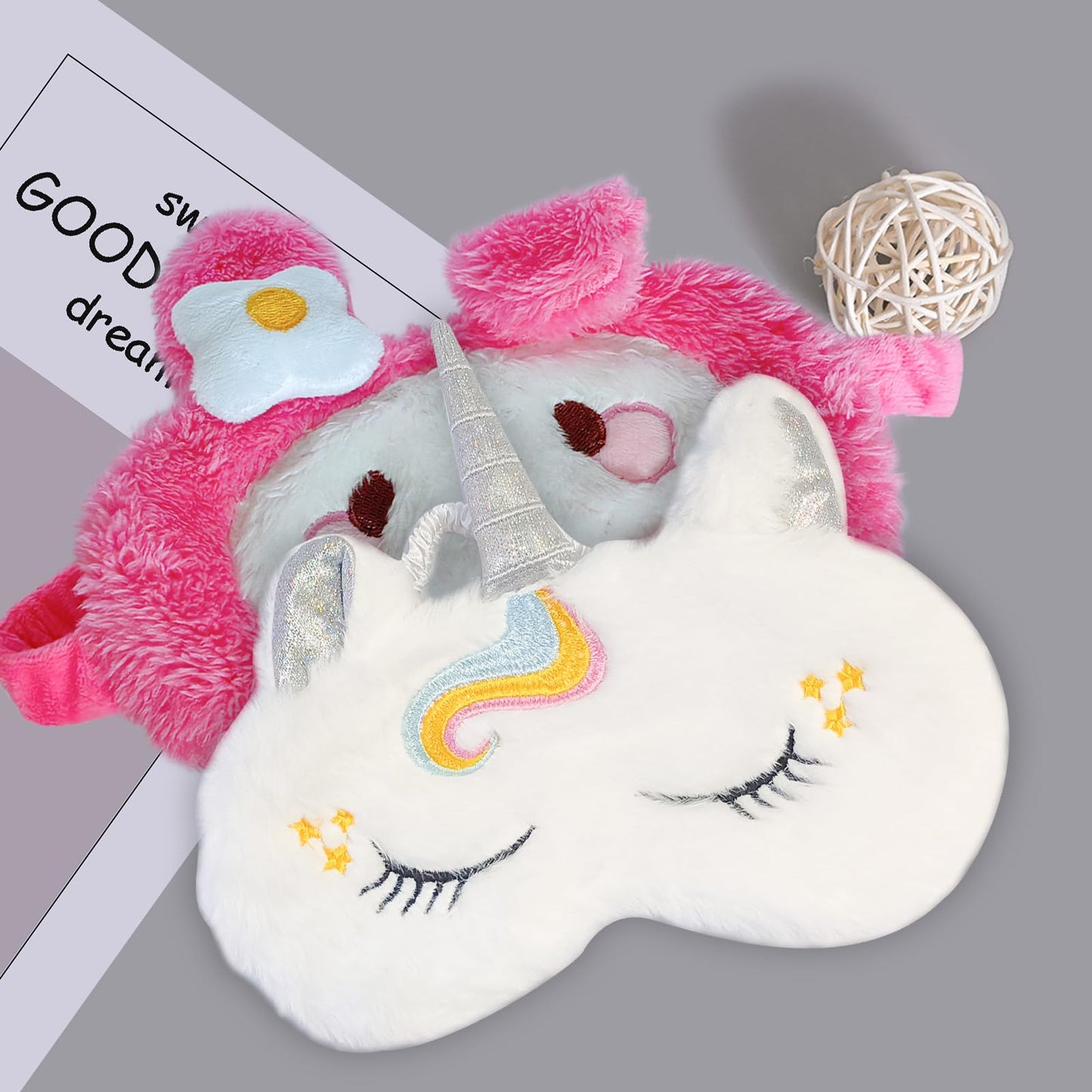 Cute Animal Sleeping Mask Soft Plush Blindfold Cute Rabbit Panda Koala Eye Cover Eyeshade for Kids Teens Girls Women (Flamingo)