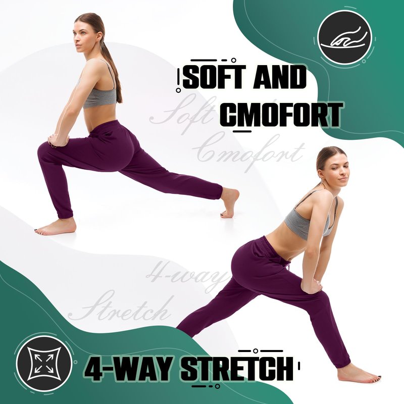 Walifrey Womens Joggers with Pockets, Drawstring Sweatpants Women for Lounging Jogging Gym and Workout Purple,1 Pack Purple S
