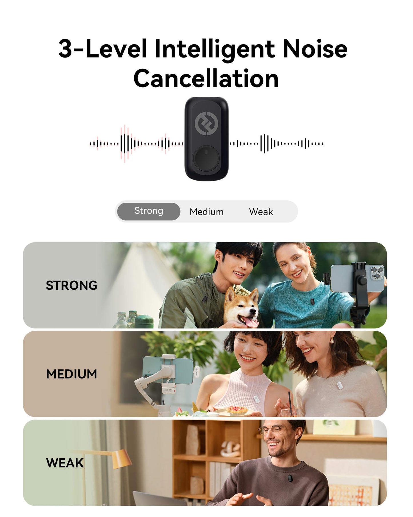 Hollyland Lark A1 Wireless Microphone for iPhone 15/16 & Android, 48kHz/24-bit, 3-Level Intelligent Noise Cancel, Magnetic Mini Microphone for YouTube, Podcast, Vlogging (Black, 2TX + USB-C RX)