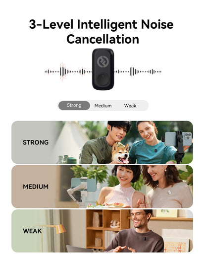 Hollyland Lark A1 Wireless Microphone for iPhone 15/16 & Android, 48kHz/24-bit, 3-Level Intelligent Noise Cancel, Magnetic Mini Microphone for YouTube, Podcast, Vlogging (Black, 2TX + USB-C RX)