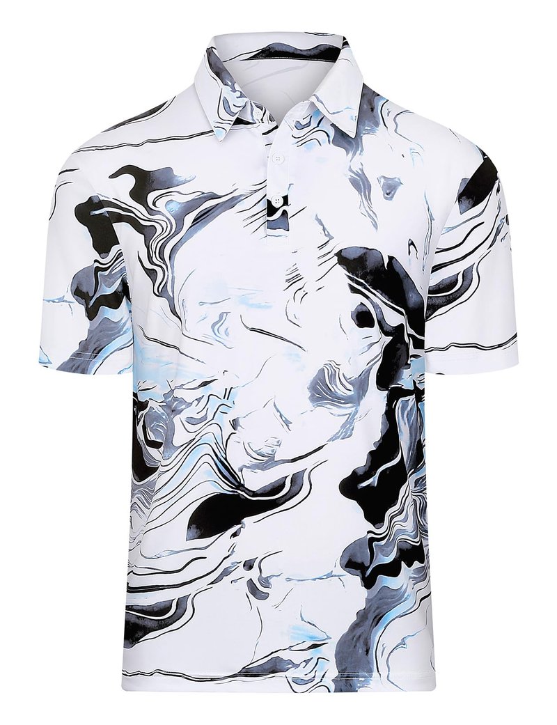 Viracy Golf Shirts for Men Dry Fit Short Sleeve Mens Golf Shirt Performance Moisture Wicking Collared Polo Shirts for Men Ink-Wash Printed-Medium