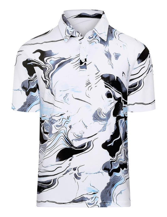 Viracy Golf Shirts for Men Dry Fit Short Sleeve Mens Golf Shirt Performance Moisture Wicking Collared Polo Shirts for Men Ink-Wash Printed-Medium