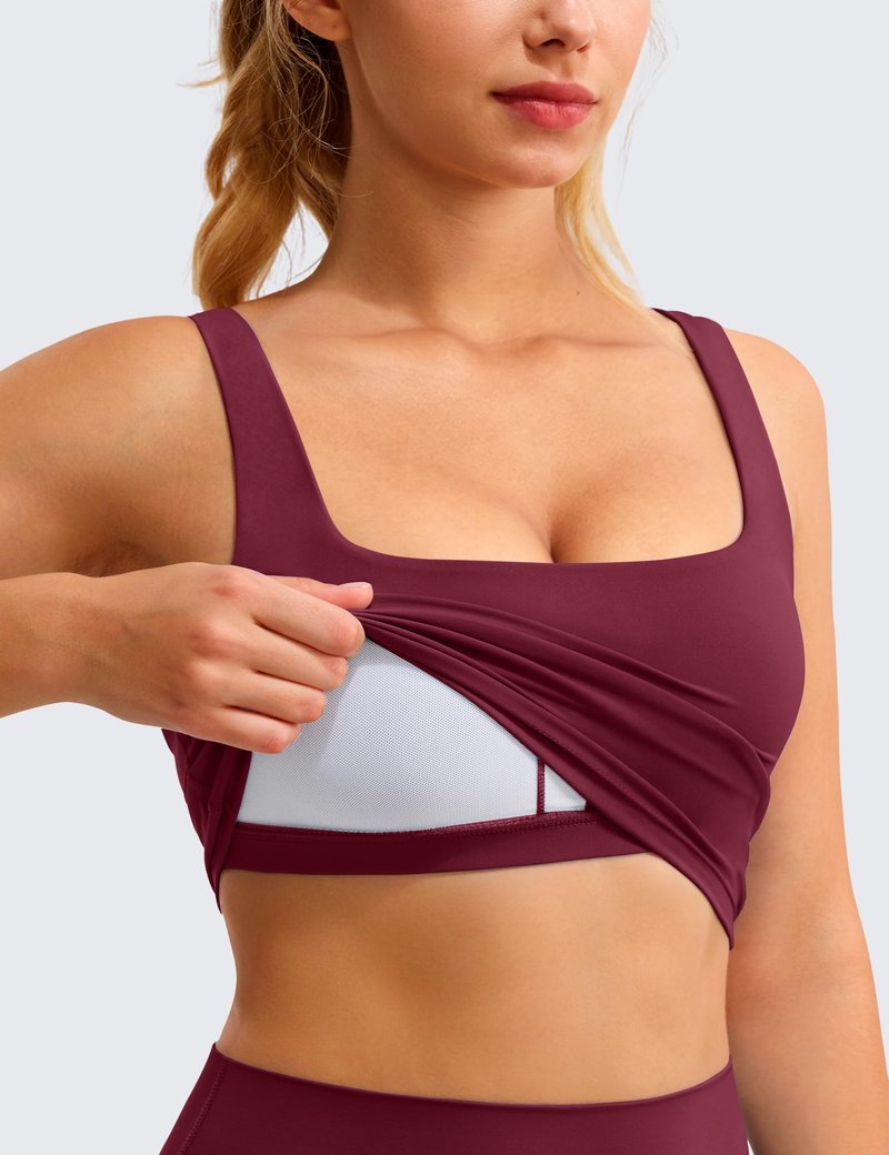 BAYDI Clouduxi Square Neck Sports Bras for Women - Padded Workout Tops with Built-in Bra U Back Gym Yoga Crop Tank Top