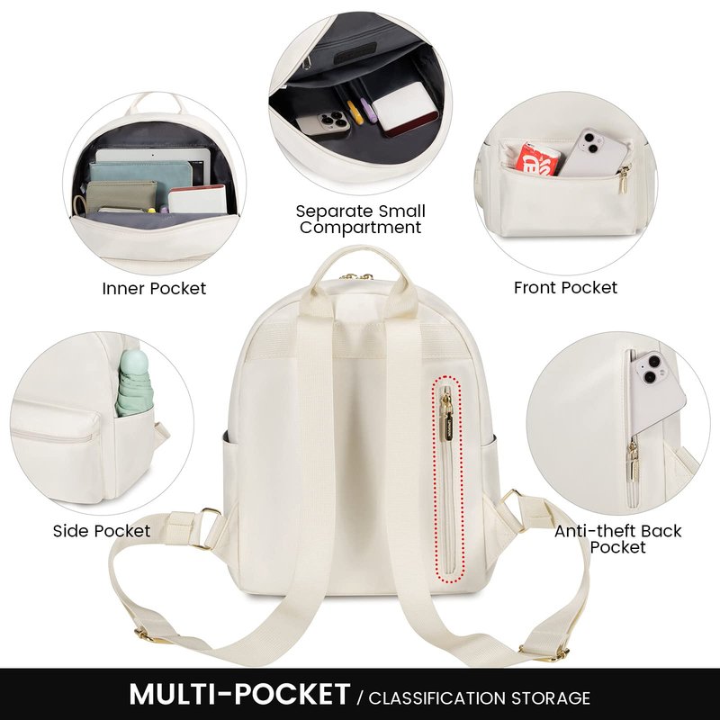 LOVEVOOK Mini Backpack for Women - Light Weight, Waterproof, Fashion - Beige