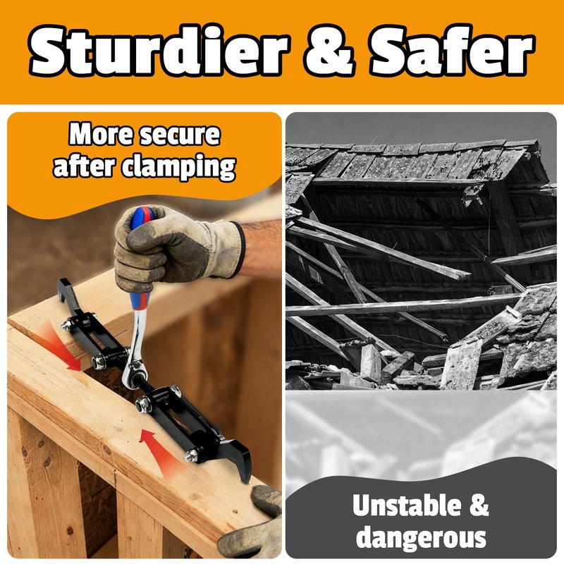 DITKOK Heavy Duty Beam Puller Tool with Iron Hooks, Wall Puller Framing Tool with Ergonomic Reversible Ratchet, Framing Puller For Mass Timber, CLT, Post & Beam, and ZIP Panels, Clamping Travel 4.53"