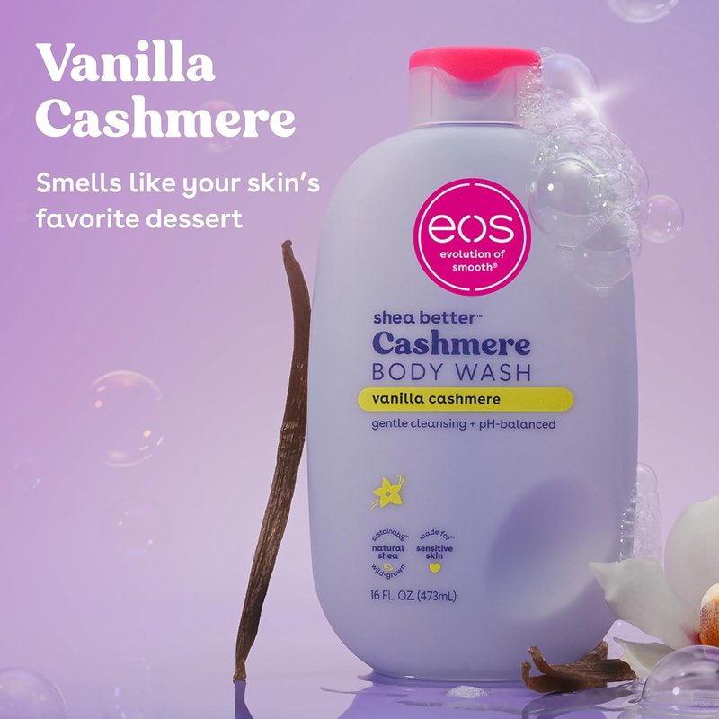 EOS Body Wash - Vanilla Moisturizing Gel with Shea Butter & Vitamin E | 16 Fl Oz for Sensitive Skin