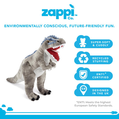 Zappi Co Plush Children's Stuffed Soft Cuddly Plush Toy-Part of Safari Animals Collection, Perfect for Kids (31cm Depth)(T-Rex Dinosaur)