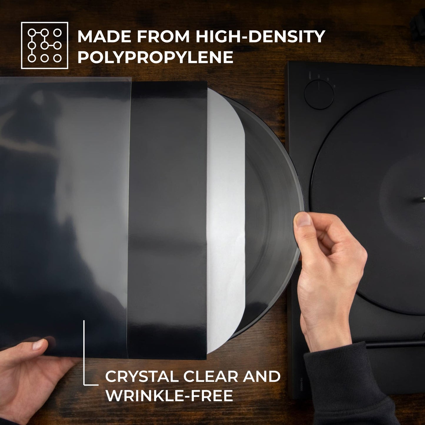 Big Fudge Vinyl Record Outer Sleeves - 50x Crystal Clear LP Album Covers in High-Density Polypropylene - Transparent Protective Cover for 12" Records - 3 mil Thick - Vinyl Record Sleeves