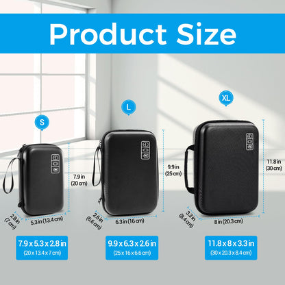 ProCase Hard Travel Electronic Organizer Case for MacBook Power Adapter Chargers Cables Power Bank Apple Magic Mouse Apple Pencil USB Flash Disk SD Card Small Portable Accessories Bag -Black