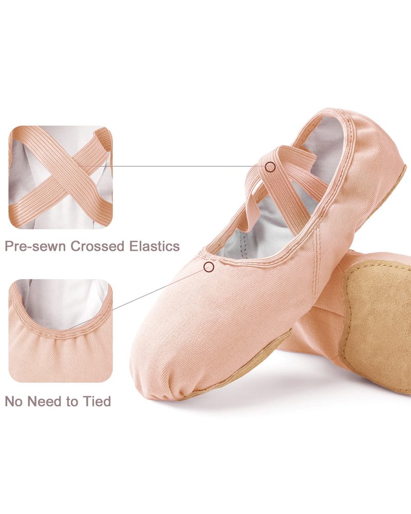 Stelle Women Ballet Shoes Highly Stretch Canvas Adult Ballet Slippers Split Sole Yoga Dance Shoe for Girls Boys(Ballet Pink,8.5MW)