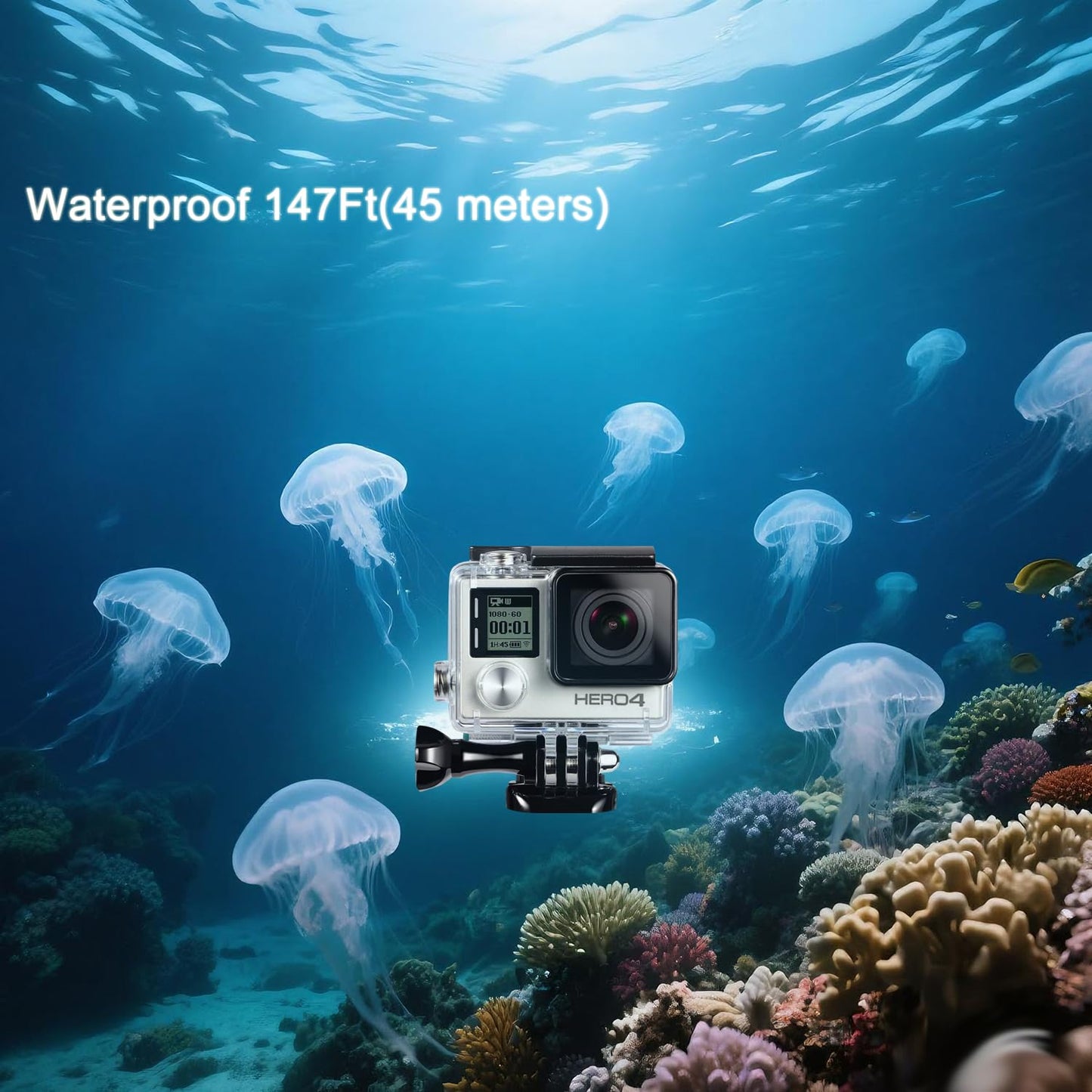 Suptig Replacement Waterproof Case Protective Housing for GoPro Hero 4, Hero 3+, Hero 3 Accessories Action Camera for Underwater Use - Water Resistant up to 147ft (45m)