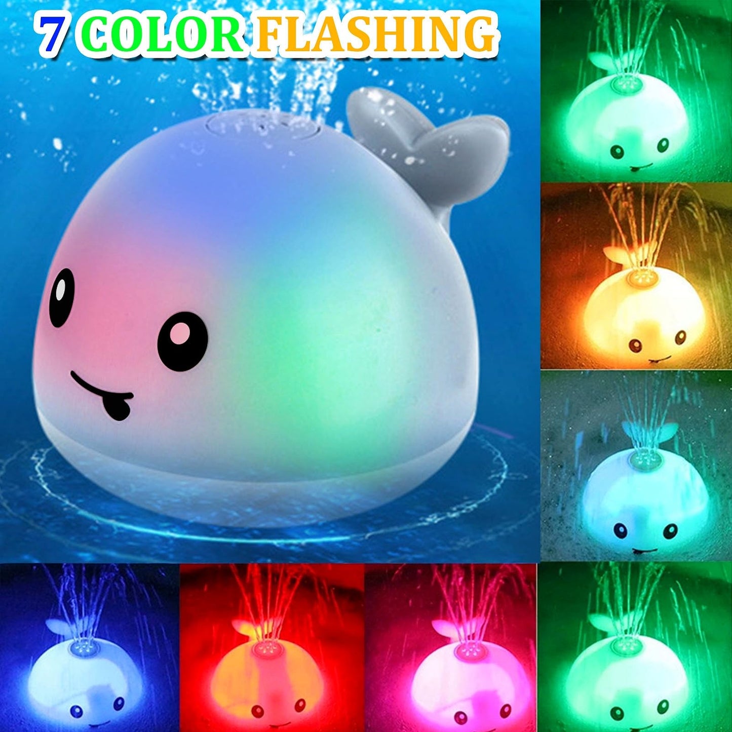 Toddla Whale Bath Toy Sprinkler - Light Up Bath Toys for Kids Ages 1-3 | Infant Baby Toys 6-12-18 Months | Toddler Bathtub Pool Water Table Toys | 1 2 3 Year Boys Girls Gifts | 1st Birthday Gifts