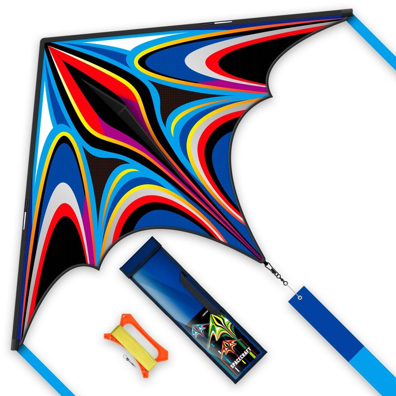 SGftre Blue Large Delta Kites Flying Toys Easy to Fly，Huge Kite for Kids and Adults，Comes with 328ft String Kites Handle，Beach Kite Family Outdoor Toy (Power Triancle-Blue)