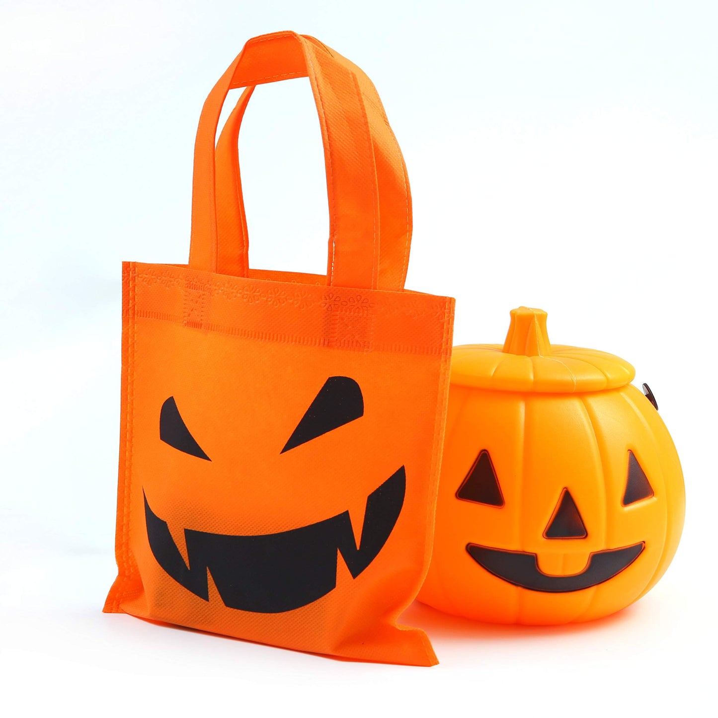 Elcoho 30 Packs Halloween Trick or Treat Non-woven Bags Pumpkin Bag Party Goody Tote Bags Gift Bag (Orange)