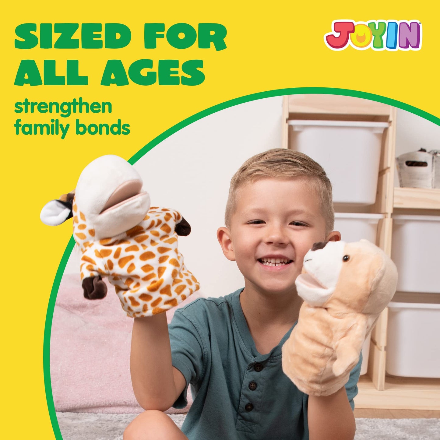 JOYIN Animal Friends Deluxe Kids Hand Puppets with Working Mouth (Pack of 6) for Imaginative Play, Show Theater, Easter/Birthday Party Supplies
