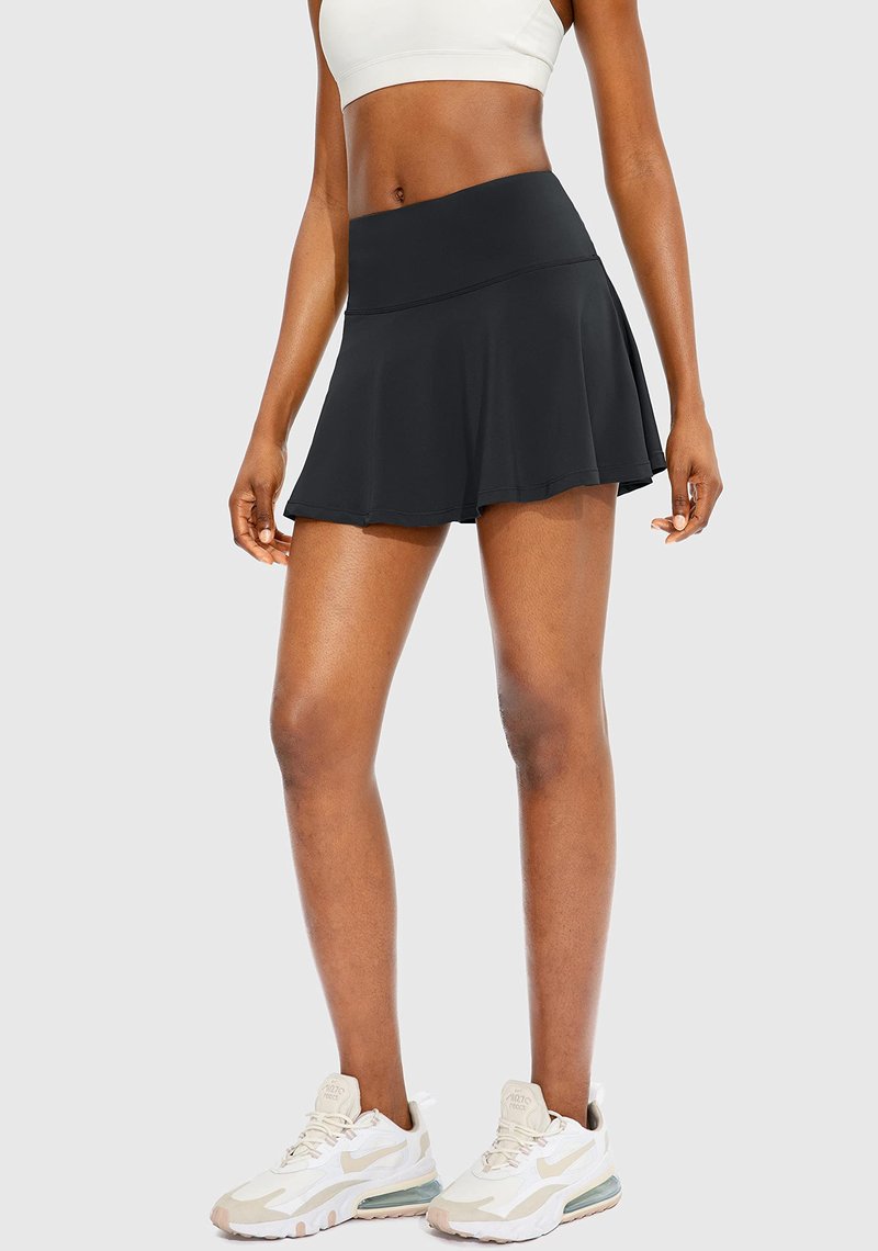 SANTINY Pleated Tennis Skirt for Women with 4 Pockets Women's High Waisted Athletic Golf Skorts Skirts for Running Casual (Black_S)