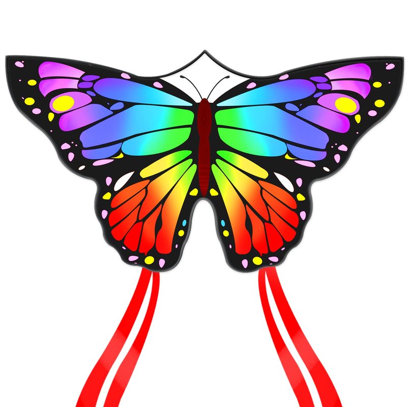 Kaiciuss Butterfly Kite for Kids & Adults Easy to Fly, 55" x 28" Large Single Line for The Beach, Easy Flying for Beginners, Comes with 300 FT String Line Handle