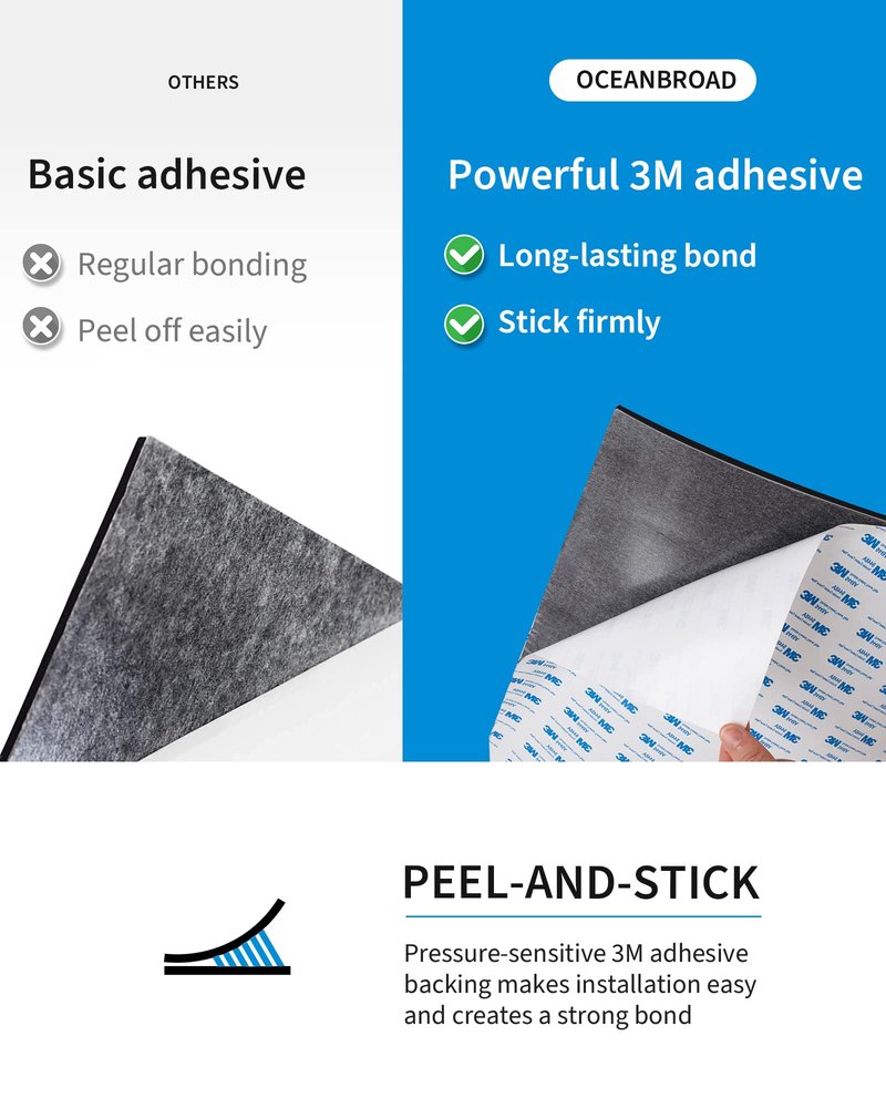 OCEANBROAD Self-Adhesive 48''x16.8'' Boat Flooring with 3M Adhesive Backing EVA Foam Boat Decking Faux Teak Marine Non-Slip Sheet for Jon Motor Boats Yacht Helm Pad Floor, Brown with Black Seam Lines
