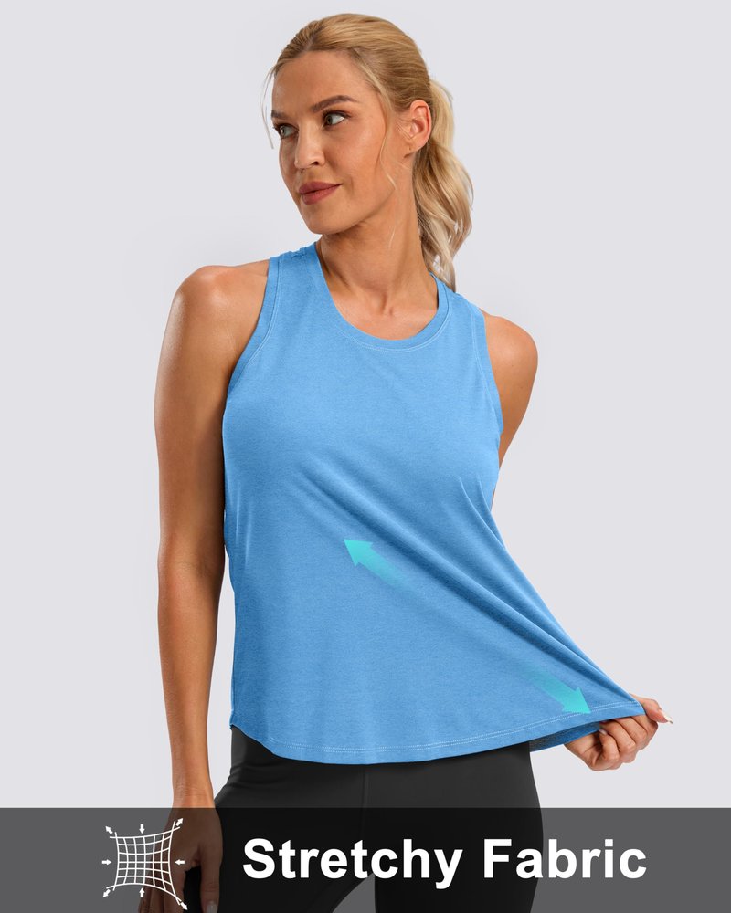 G Gradual Women's Workout Tank Tops Racerback Athletic Yoga Tops Loose Fit Sleeveless Running Gym Sports Shirts for Women(Sky Blue Heather,XL)