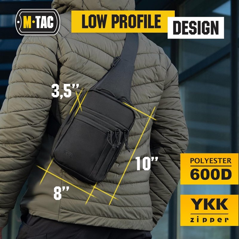 M-Tac CCW Sling Bag - Tactical Crossbody Concealed Carry Bag for Men & Women | Grey Left-Handed EDC Shoulder Pack
