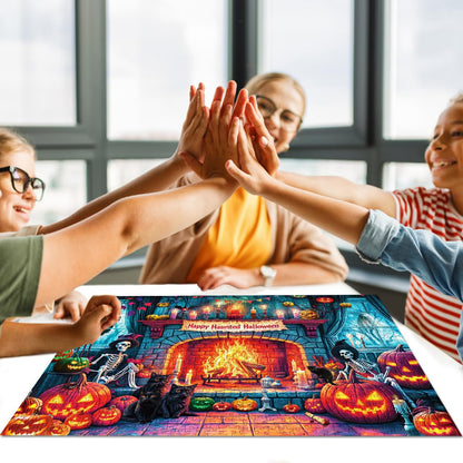 Halloween Night 1000 Piece Puzzle -Retro Horror Art- 1000 Pieces Jigsaw Puzzles for Kids and Adults - 1000 Piece Haunted Mansion Jigsaw Puzzle(27.6"x 19.7")