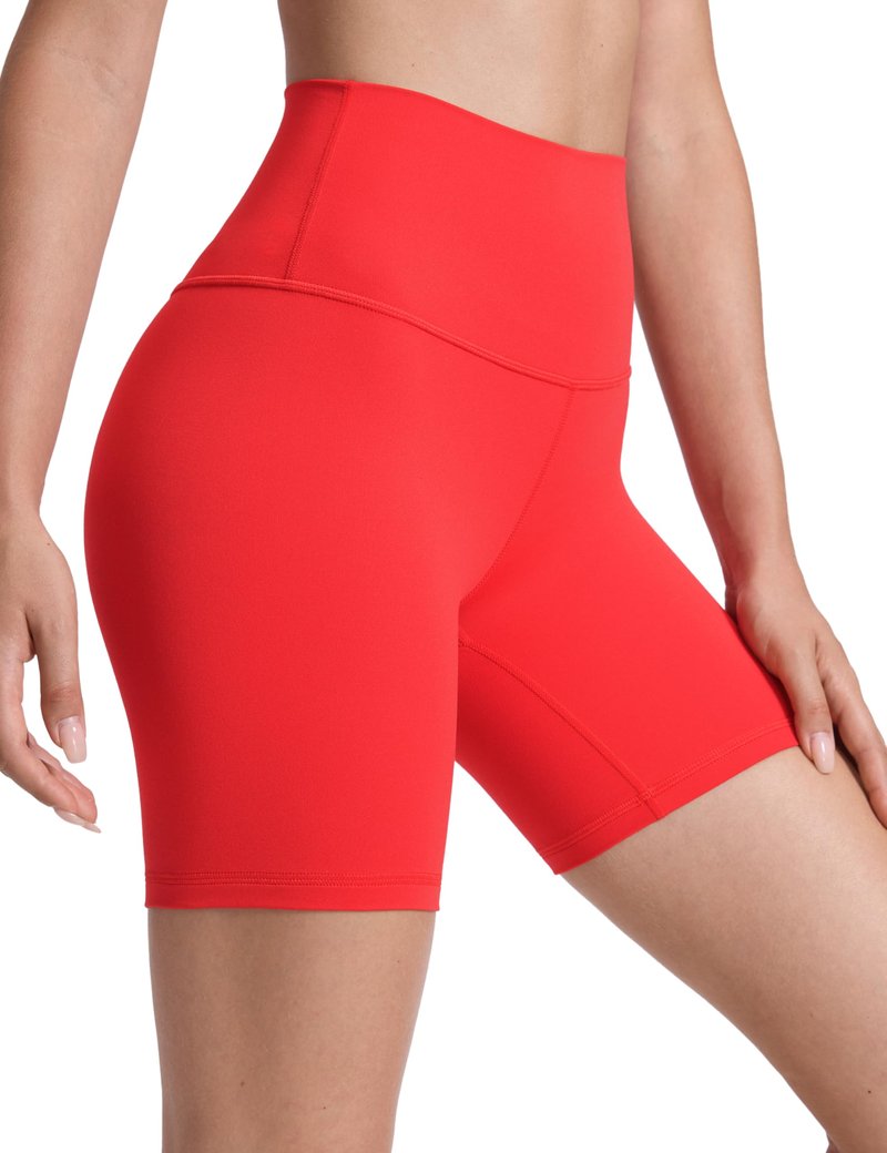 CRZ YOGA ButterLuxe Biker Shorts 6" - High Waisted Workout Running Volleyball Spandex Yoga Womens Deep Red Large