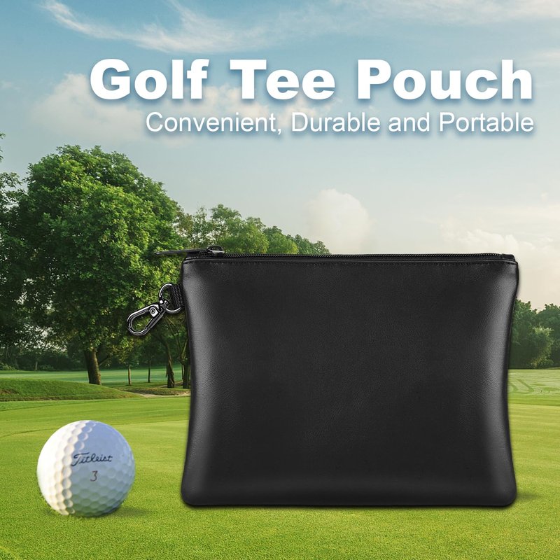 Lcjtop Golf Tee Pouch. 8.9 x 7 inches Travel Gear Professional Zippered Golf Tee/Ball Pouch Bag for Men & Women.Black