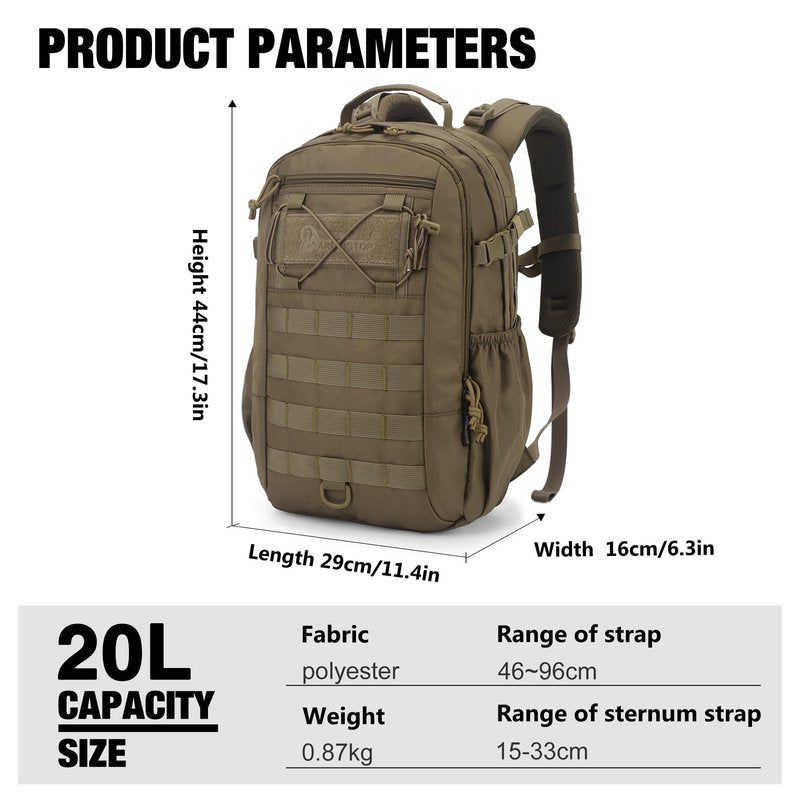 Mardingtop Small Military Tactical Backpack for Men 20L Molle Rucksack EDC Daypack for Hiking,Travel,Camping, Hunting