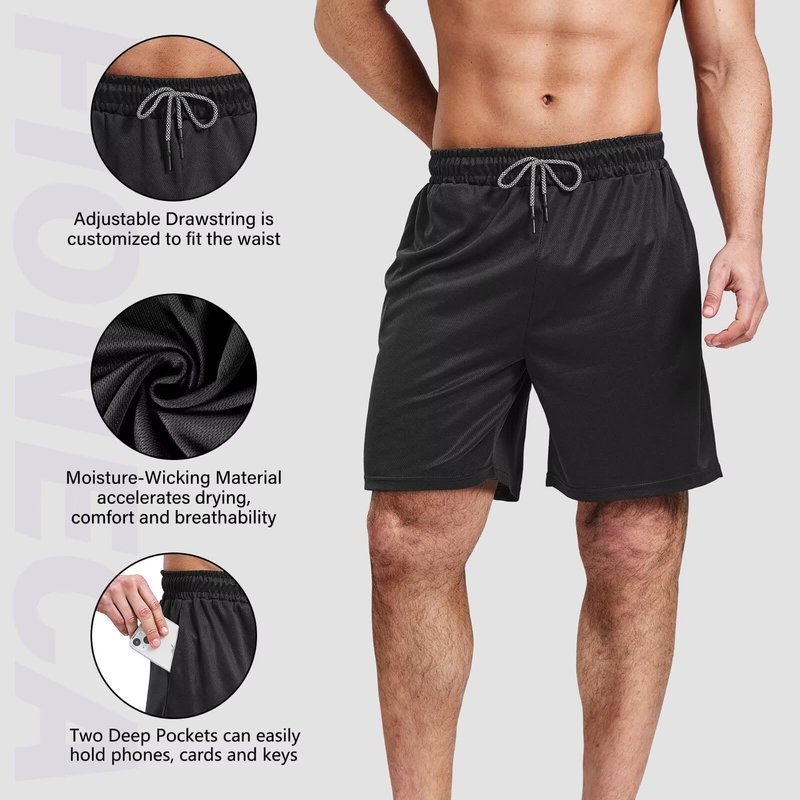 5 Pack Gym Shorts for Men 7 inch, Mens Athletic Running Shorts Dry Fit & Mesh Active Workout Shorts for Men with Pockets