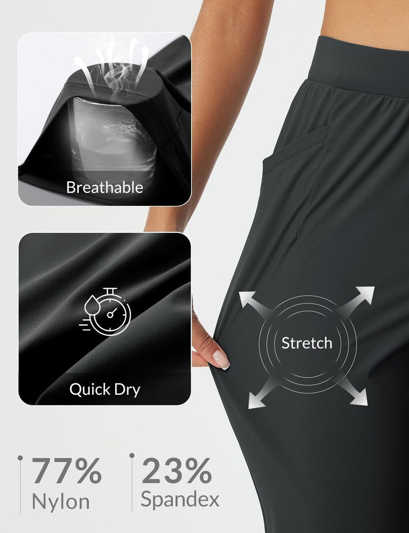 baleaf Womens Work Pants Petite Travel Stretchy Dress Business Casual Slacks Golf Airport Clothing Summer Black L