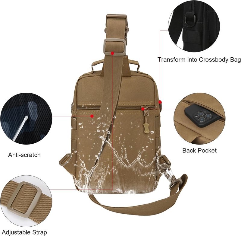 Tactical Backpack for Men - Military Sling Shoulder Bag for Hiking, Camping & Everyday Use | Versatile Crossbody Design