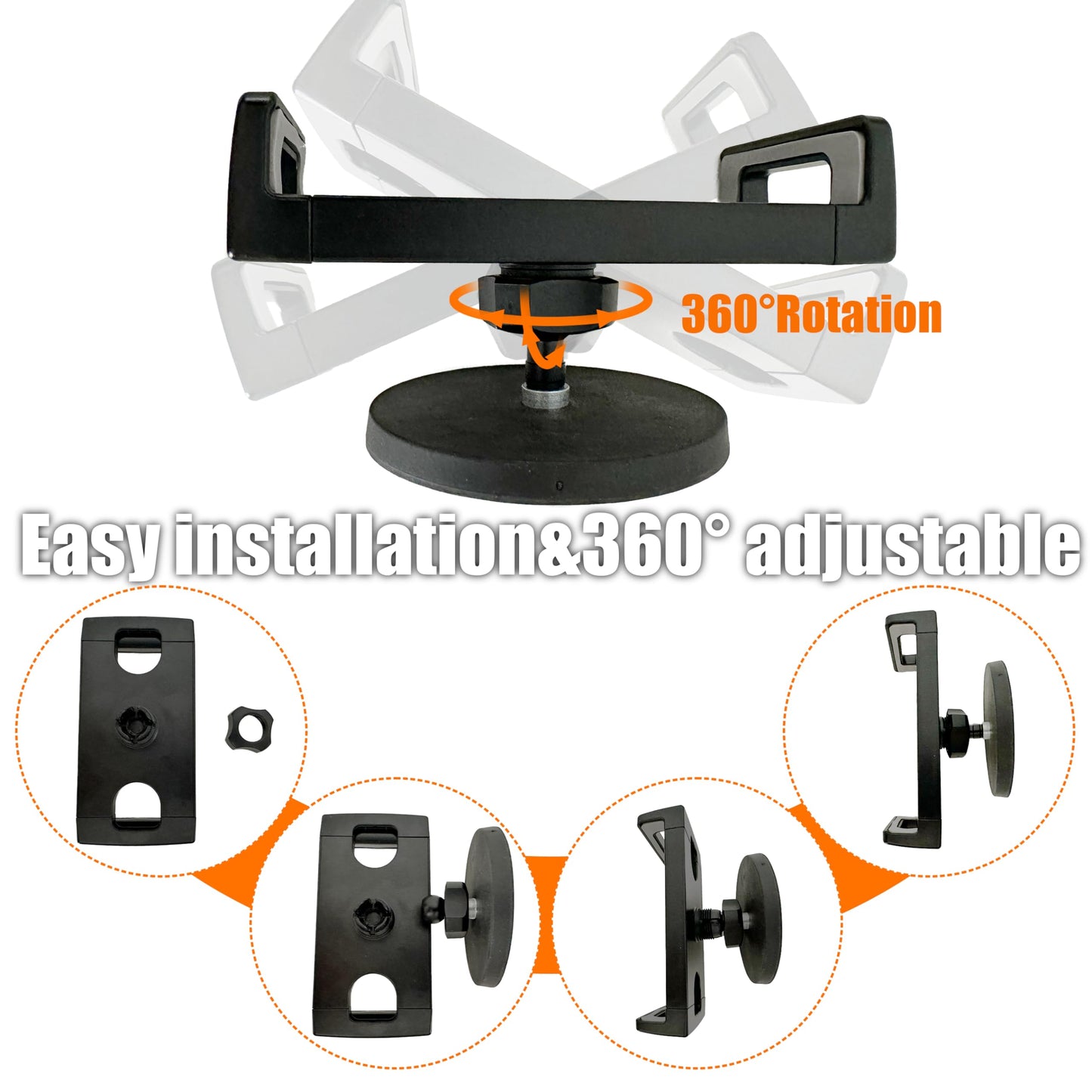 Magnetic Tablet Holder Fridge Tablet Mount for Cabinet Whiteboard Gym Warehouse and More fits 4.7-12.9 inch Phones and Tablets, 360°Adjustable 3.5" Magnetic Base