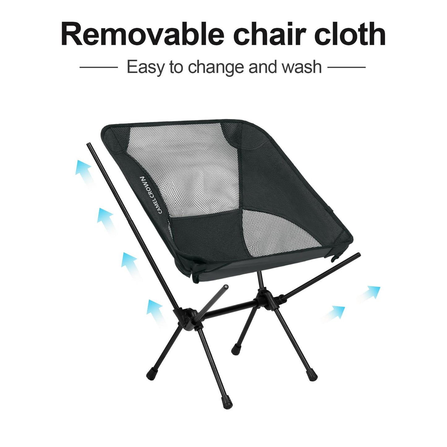 CAMEL CROWN Portable Camping Chair Lightweight Compact Folding Chair Mesh for Outdoor Camp Travel Beach Picnic Festival Hiking Backpacking Black