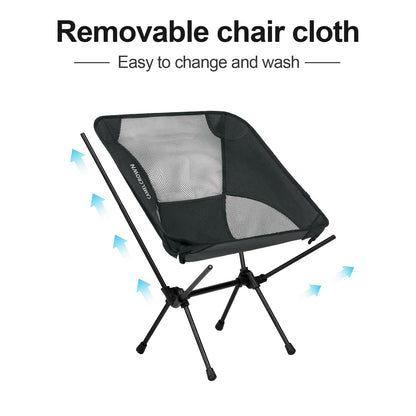 CAMEL CROWN Portable Camping Chair Lightweight Compact Folding Chair Mesh for Outdoor Camp Travel Beach Picnic Festival Hiking Backpacking Black