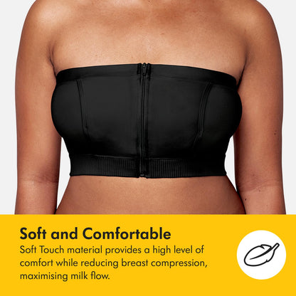 Medela Hands Free Pumping Bustier, Easy Expressing Pumping Bra with Adaptive Stretch and Easy Milk Flow White