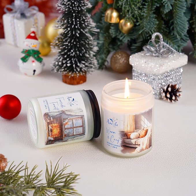 Mulled Cider Candle | Scented Soy Candles for Home - Apple & Spice Winter Candle, Holiday Aromatherapy Candles Gift for Women & Men, Cozy Christmas Home Décor, Long Lasting Clean Burn