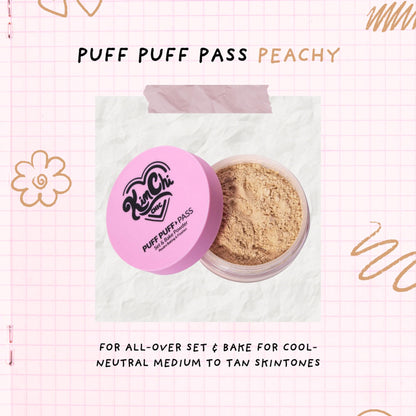 Kimchi Chic Beauty Puff Puff Pass Set and Bake Setting Powder for Makeup, Extra Fluffy Loose Face Powder Poof, Soft Natural Face Makeup for Uneven Skin Tone, 03 Translucent