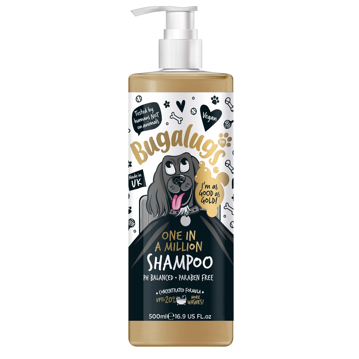 BUGALUGS Dog Shampoo with a Distinctive One in a million Fragrance - Natural dog grooming shampoo products for smelly dogs best puppy professional groom shampoo & conditioner (1x500ml)