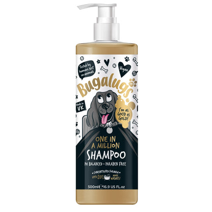 BUGALUGS Dog Shampoo with a Distinctive One in a million Fragrance - Natural dog grooming shampoo products for smelly dogs best puppy professional groom shampoo & conditioner (1x500ml)