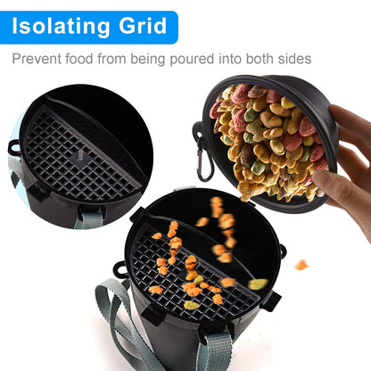 Dog Travel Water Bottle Collapsible Bowls, 2 in 1 Pet Food Container with Collapse Bowls, Outdoor Portable Water Bowls for Walking, Traveling, Camping and Hiking (Black)