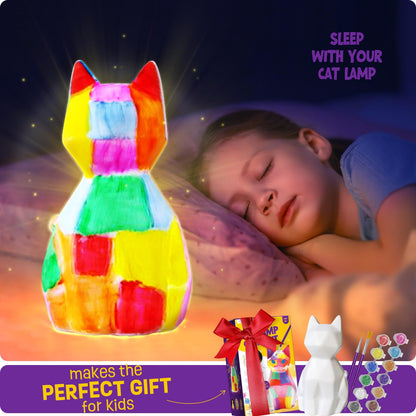 Paint Your Own Cat Lamp Kit, Cat Gifts for Girls, Painting kit for Kids 6 7 8 9, Arts and Crafts for Kids Ages 8-12, Art Supplies Toys Girls Boy Birthday Present