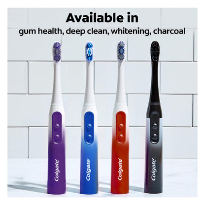 Colgate 360 Vibrate Charcoal Battery Operated Toothbrush Pack, Soft with 1 AAA Battery Included, Black, 2 Count