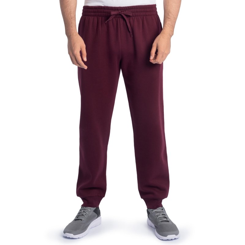 Fruit of the Loom Men's Eversoft Fleece Joggers with Pockets, Relaxed Fit, Moisture Wicking, Breathable, Tapered Sweatpants, Maroon, Large
