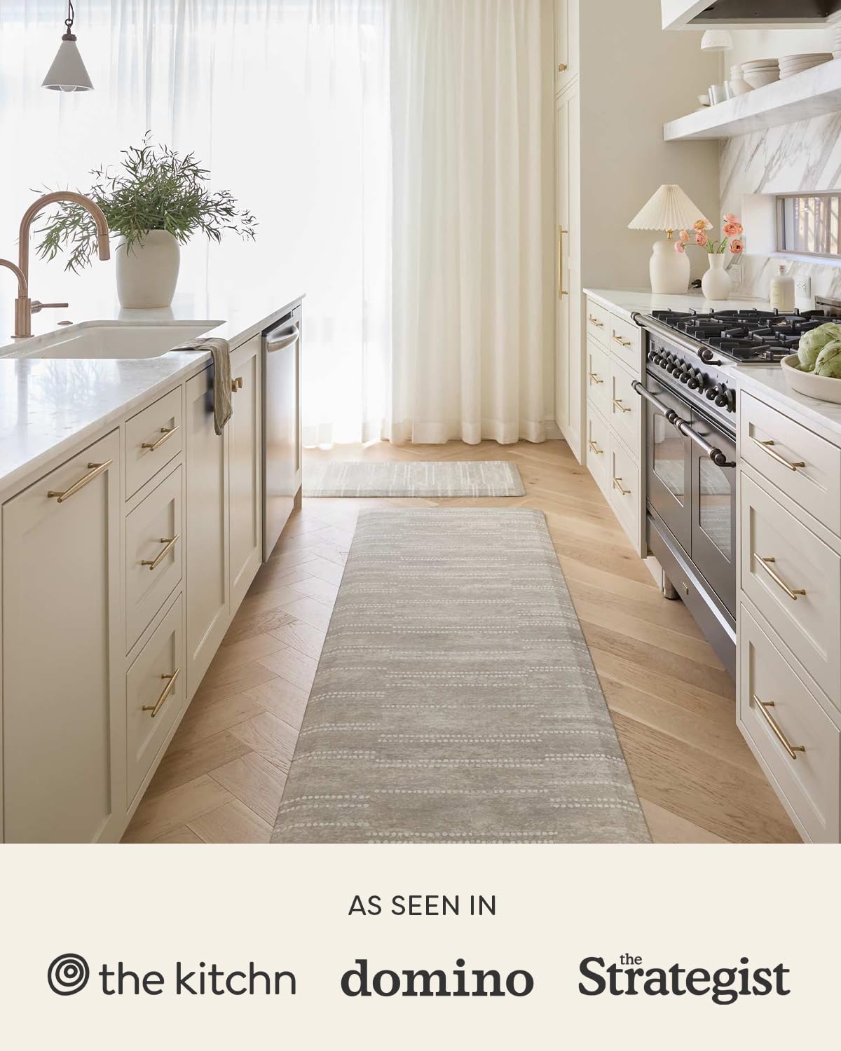 House of Noa Nama Standing Mat – Anti-Fatigue Kitchen Mats for Floor, Cushioned & Non-Slip Kitchen Comfort Mat for Standing, Thick Foam Anti-Fatigue Mat for Kitchen & Workspaces, Fawn Silver 22" x 36"